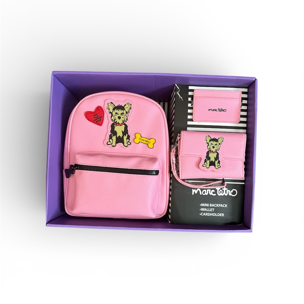 Marc Tetro Pink Yorkie Backpack and Wallet Set.NIB - Picture 4 of 7